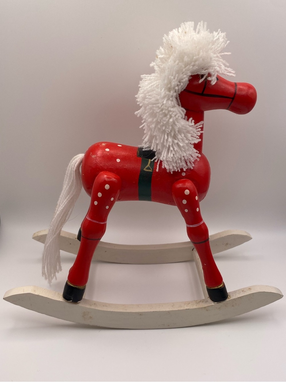 Vintage Wooden Rocking Horse figurine Red